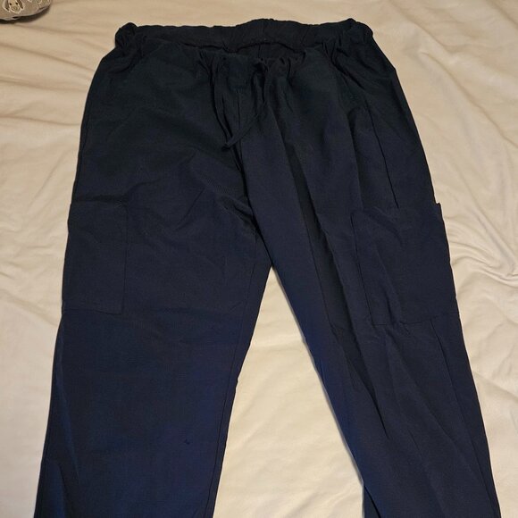 Navy blue Divine Curves drawstring scrubs pants w/ cuffed ankles - XL - Picture 1 of 2